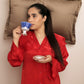 Ruby Red Satin Co-ord Pajama Set