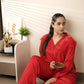 Ruby Red Satin Co-ord Pajama Set