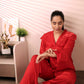 Ruby Red Satin Co-ord Pajama Set