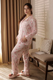 Pink Checkered Cartoon Satin Pajama Set