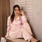 Pink Checkered Cartoon Satin Pajama Set