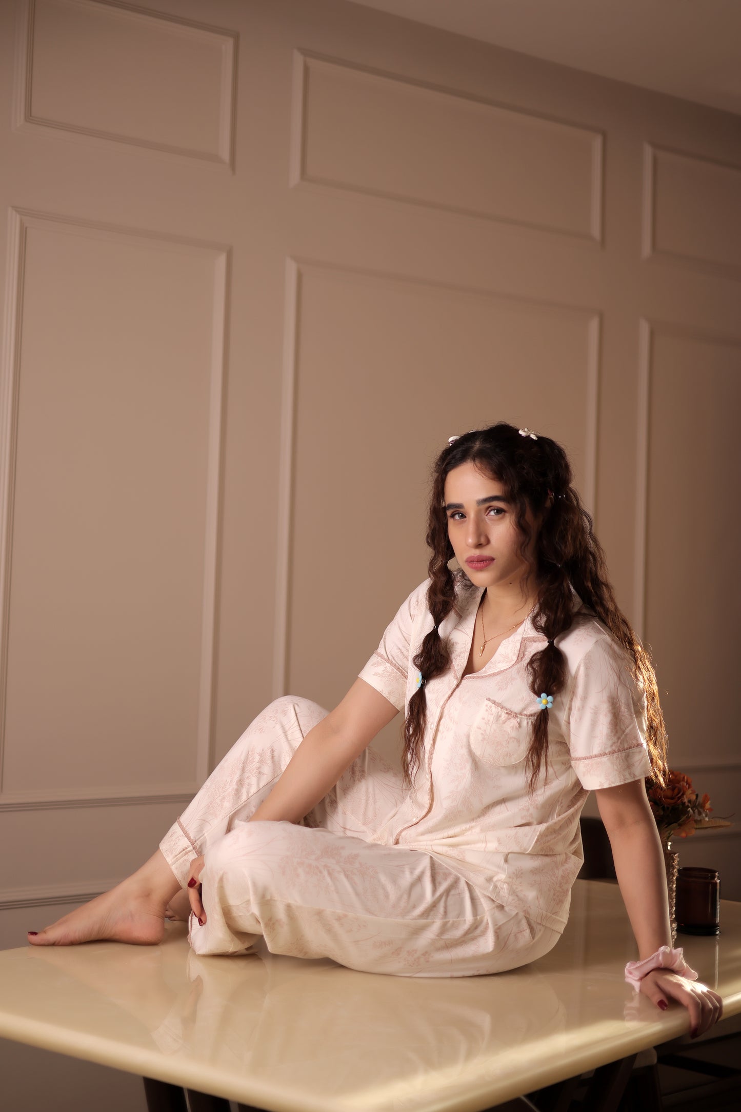 Soft Blush Printed Cotton Pajama Set
