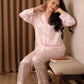 Blush Pink Satin Printed Pajama Set