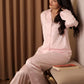 Blush Pink Satin Printed Pajama Set
