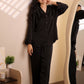 Midnight Black Satin Night Suit