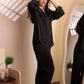 Midnight Black Satin Night Suit