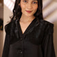 Midnight Black Satin Night Suit