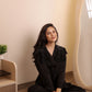 Midnight Black Satin Night Suit