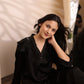 Midnight Black Satin Night Suit