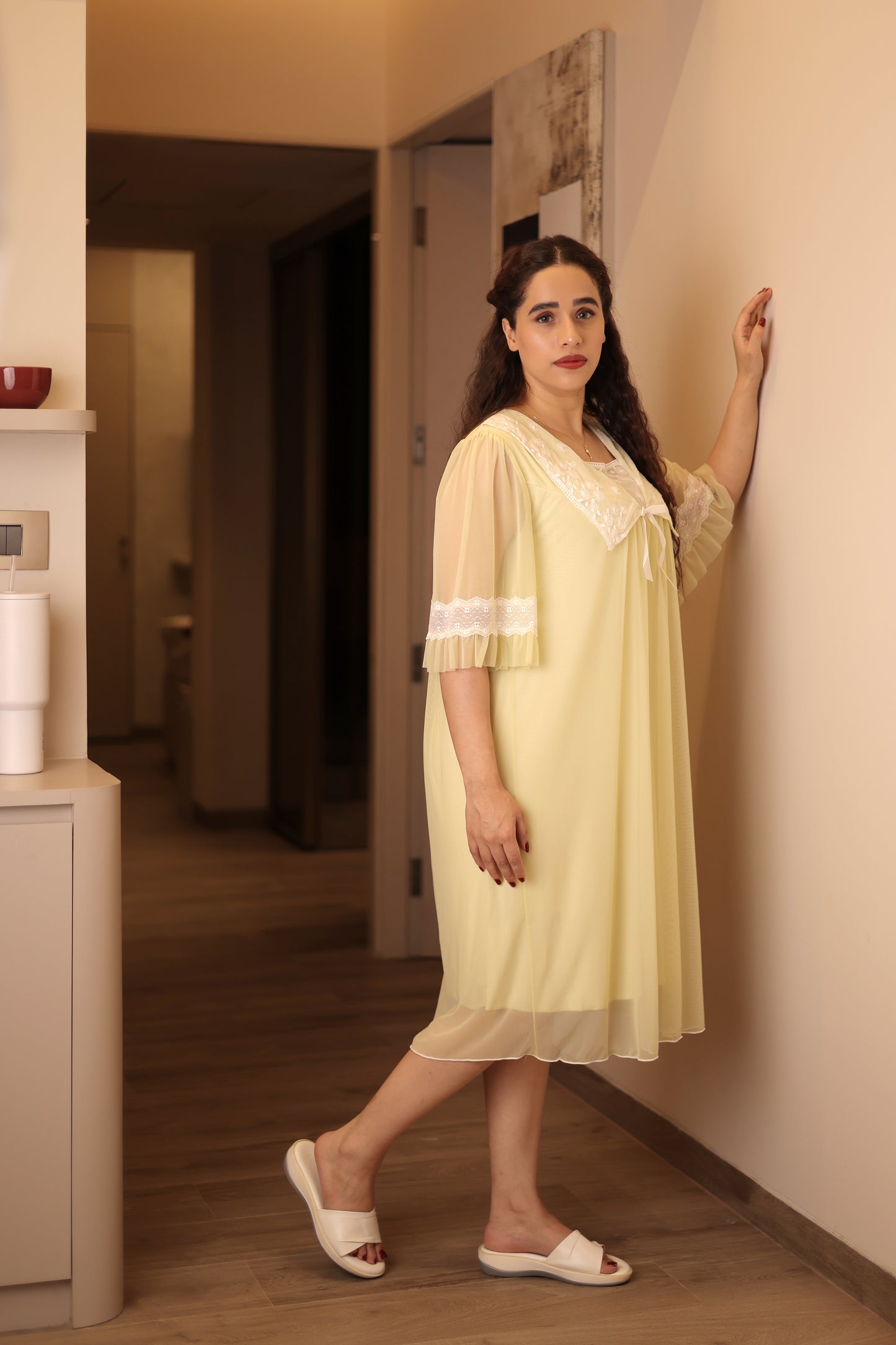 Buttercream Sheer Lounge Nightdress