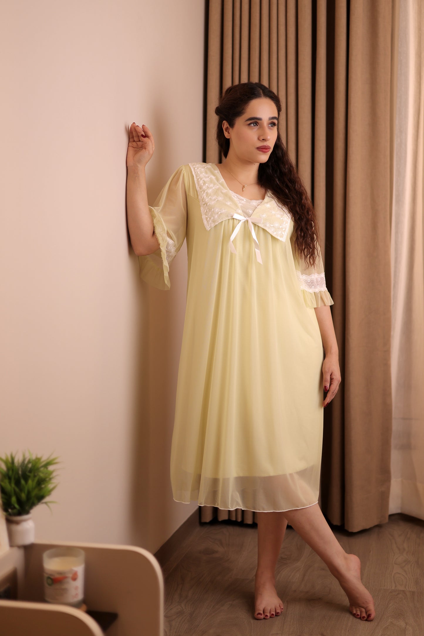 Buttercream Sheer Lounge Nightdress