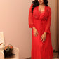 Ruby Red Luxury Lace Robe Nightwear Set