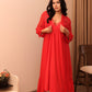 Ruby Red Luxury Lace Robe Nightwear Set
