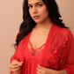 Ruby Red Luxury Lace Robe Nightwear Set