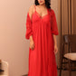 Ruby Red Luxury Lace Robe Nightwear Set