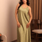 Black Floral Satin Robe with Slip Dress