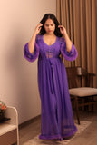 Royal Violet Sheer Lace Nightwear Set