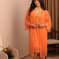 Sunset Orange Lace Robe Nightdress Set