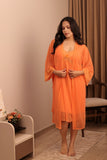 Sunset Orange Lace Robe Nightdress Set