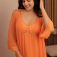 Sunset Orange Lace Robe Nightdress Set
