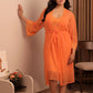 Sunset Orange Lace Robe Nightdress Set