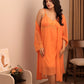 Sunset Orange Lace Robe Nightdress Set