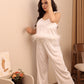 Feather Touch White Satin Pajama Set
