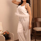 Feather Touch White Satin Pajama Set