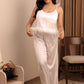 Feather Touch White Satin Pajama Set