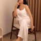 Feather Touch White Satin Pajama Set